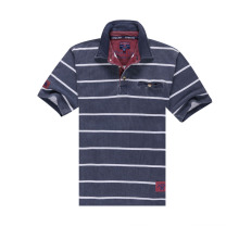 2013 Fashion Striped Fitted Rib Collar Polo Shirt